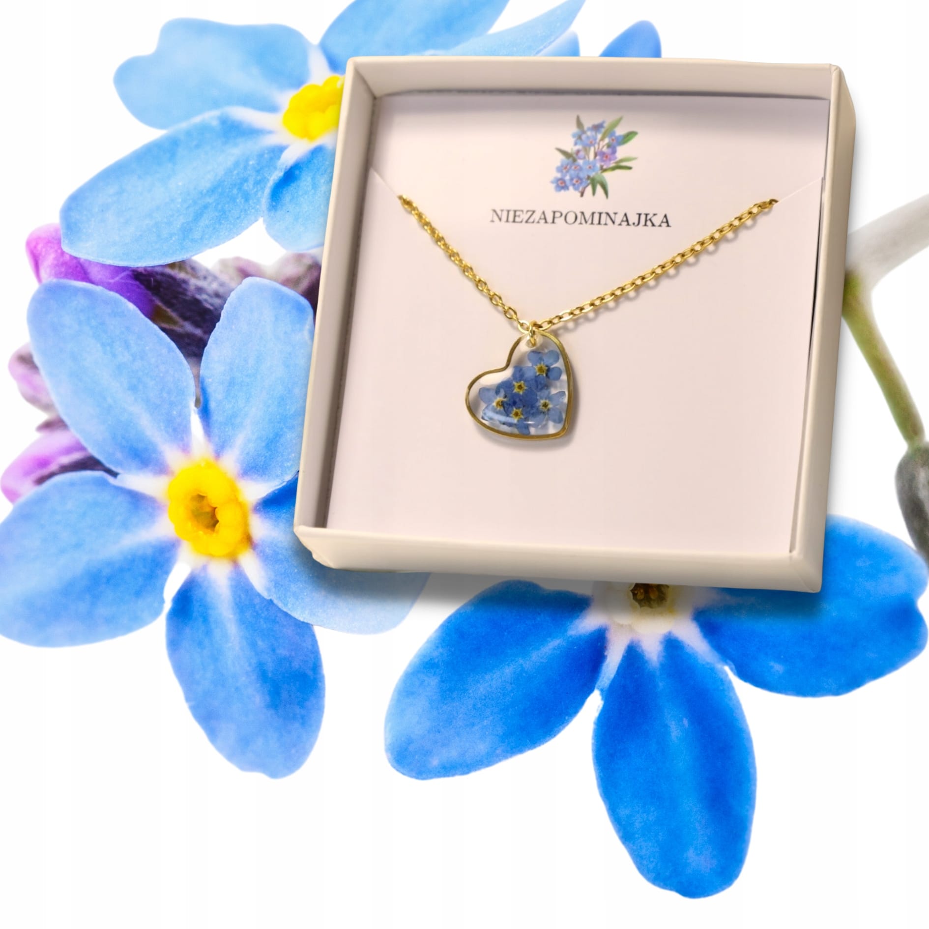 NASZYJNIK SERCE NIEZAPOMINAJKI