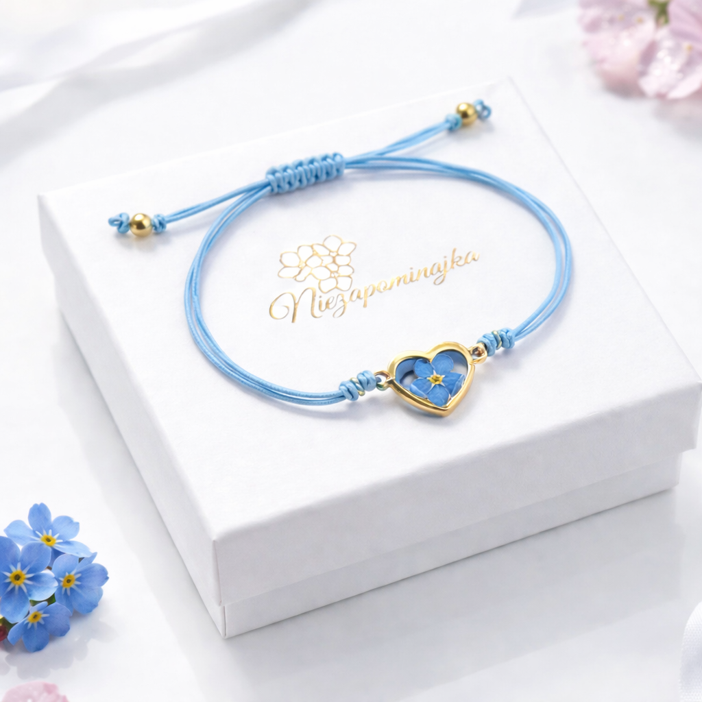 BRANSOLETKA SERCE NIEZAPOMINAJKA