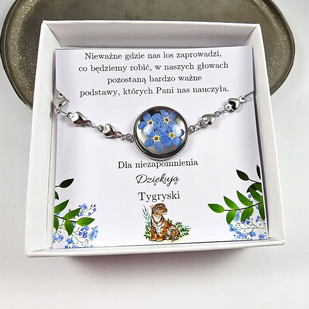 BRANSOLETKA Z KWIATAMI NIEZAPOMINAJKI