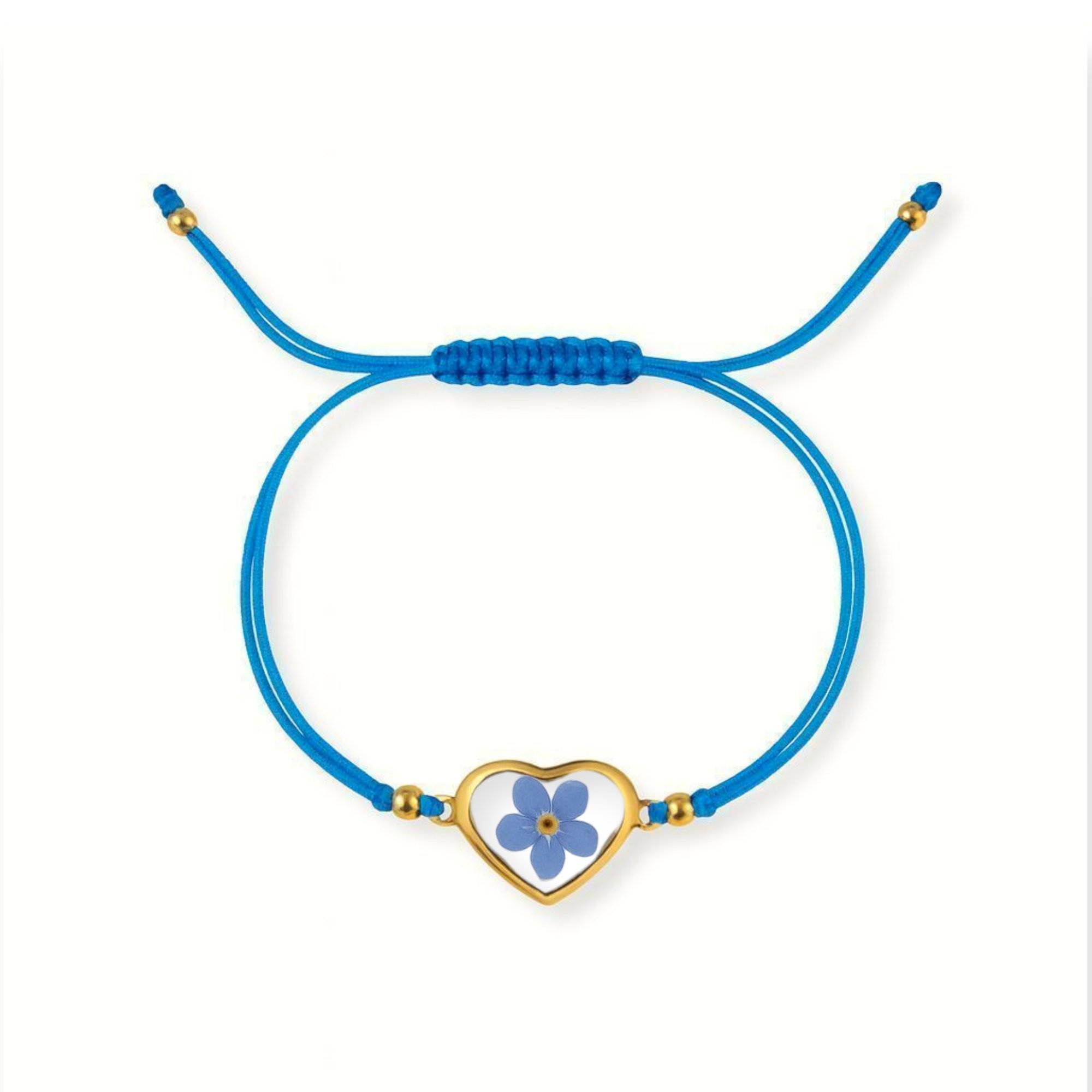 BRANSOLETKA SERCE Z NIEZAPOMINAJKĄ