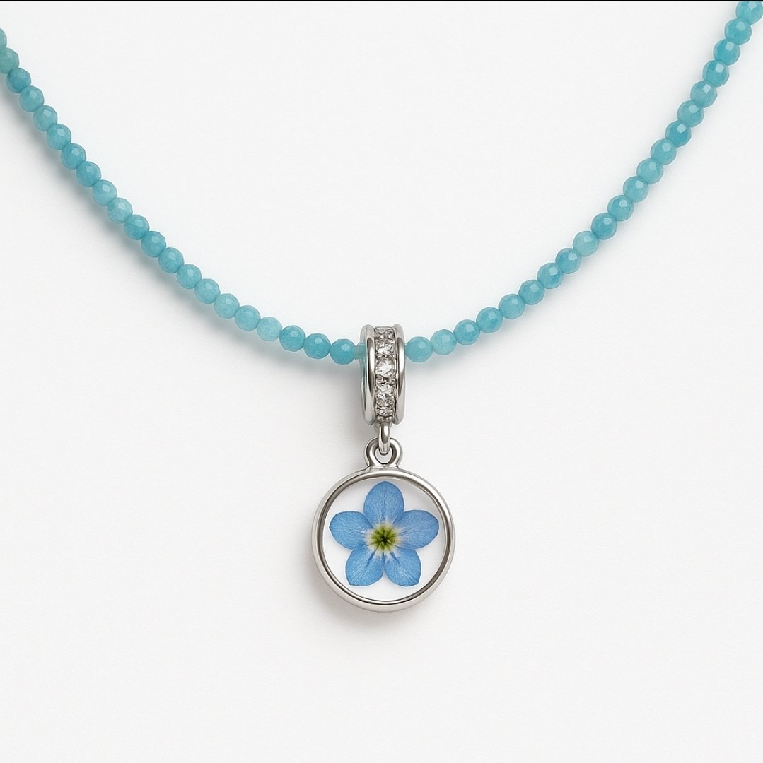 NASZYJNIK APATYT Z NIEZAPOMINAJKĄ