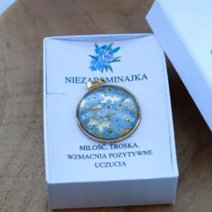 Złota duża zawieszka Niezapominajki