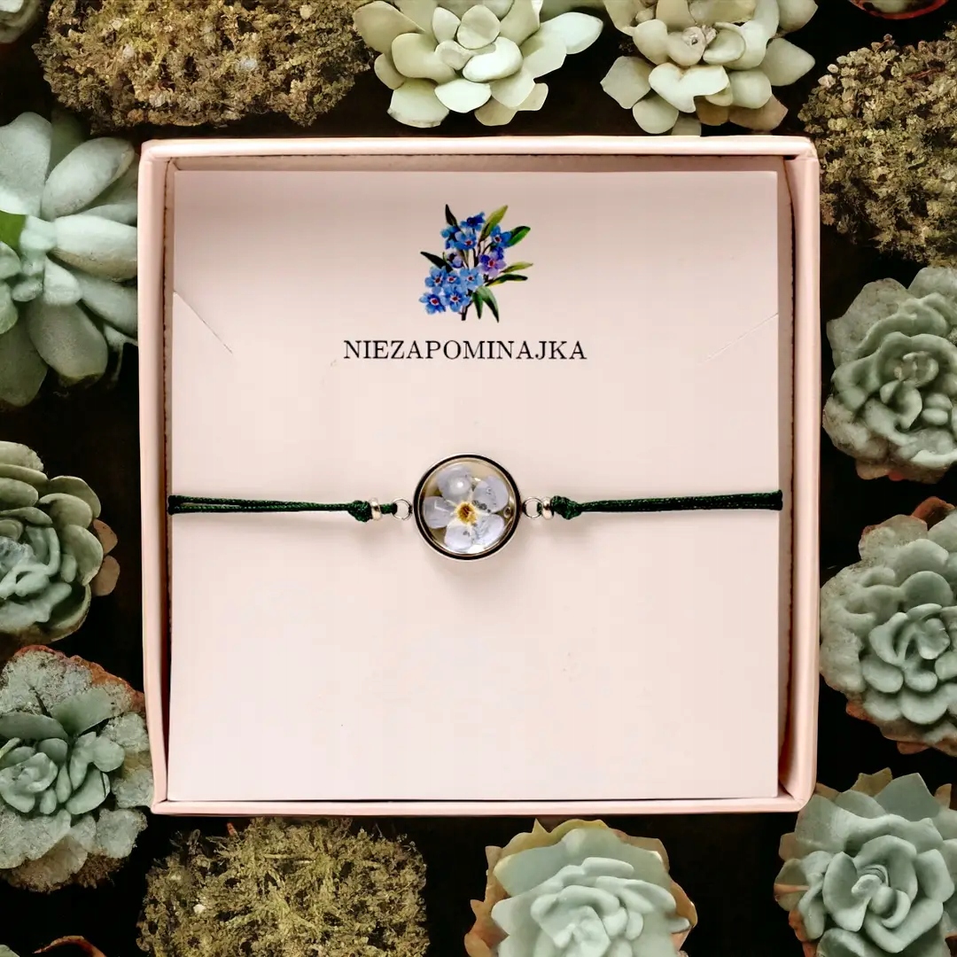 Bransoletka z kwiatem Niezapominajki