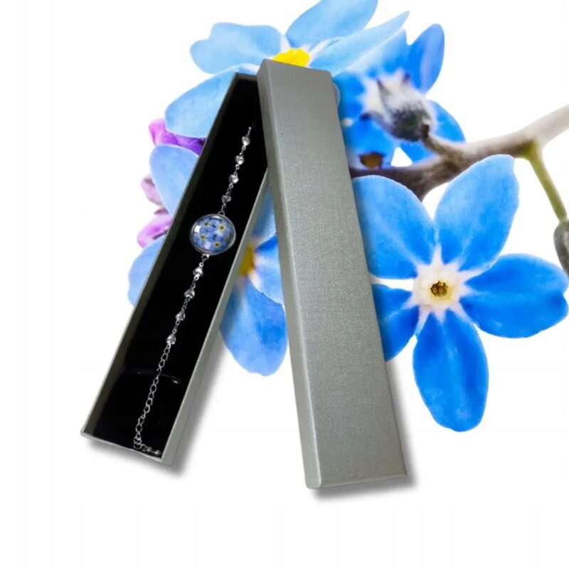 BRANSOLETKA Z KWIATAMI NIEZAPOMINAJKI