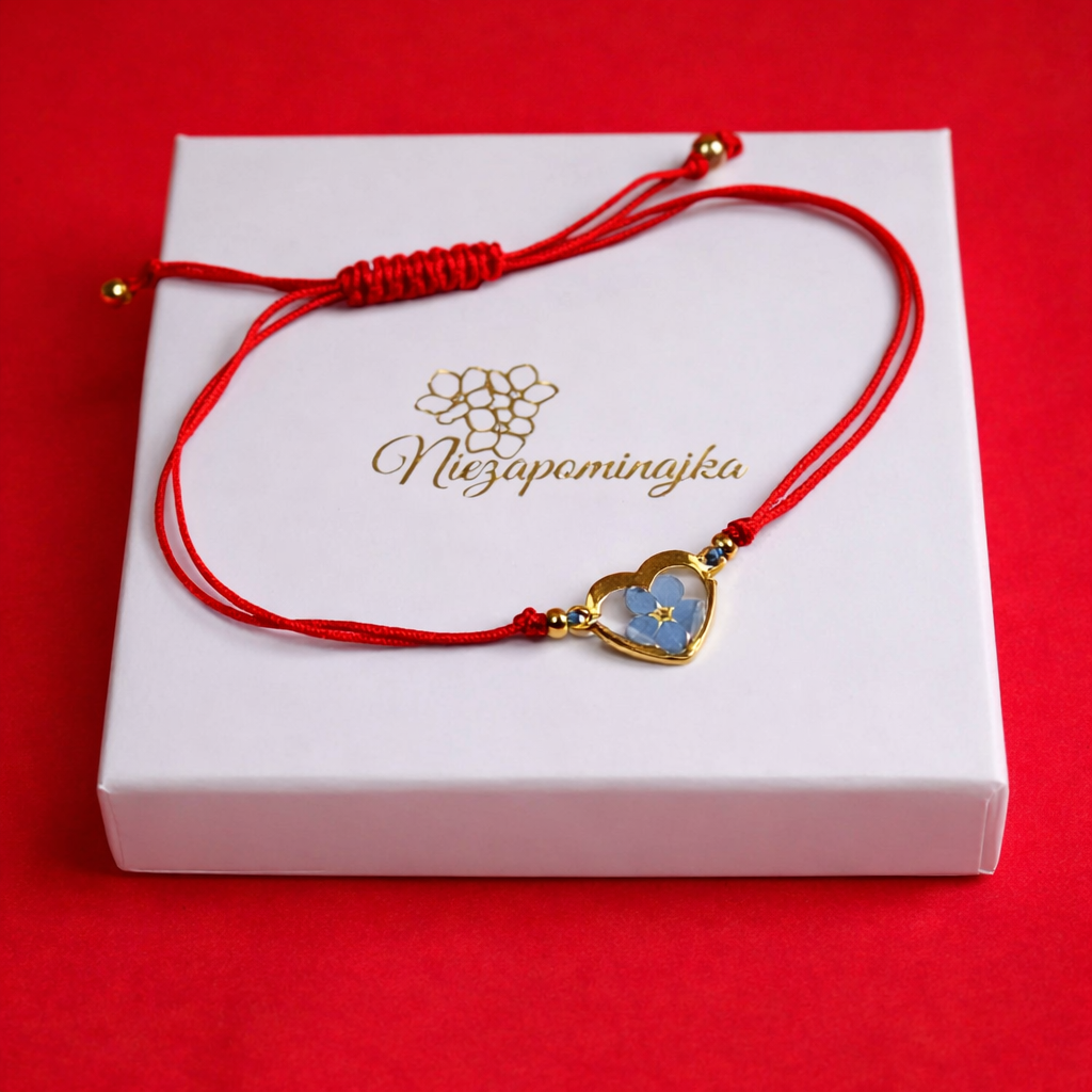 BRANSOLETKA SERCE NIEZAPOMINAJKA
