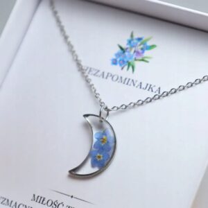 Naszyjnik z Niezapominajkami luna prezent dla kobiety