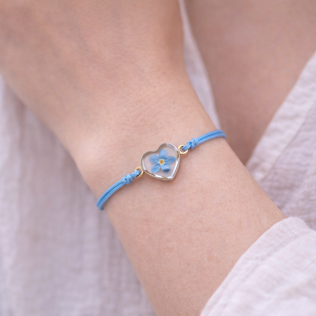 BRANSOLETKA Z NIEZAPOMINAJKĄ SERCE ♥️