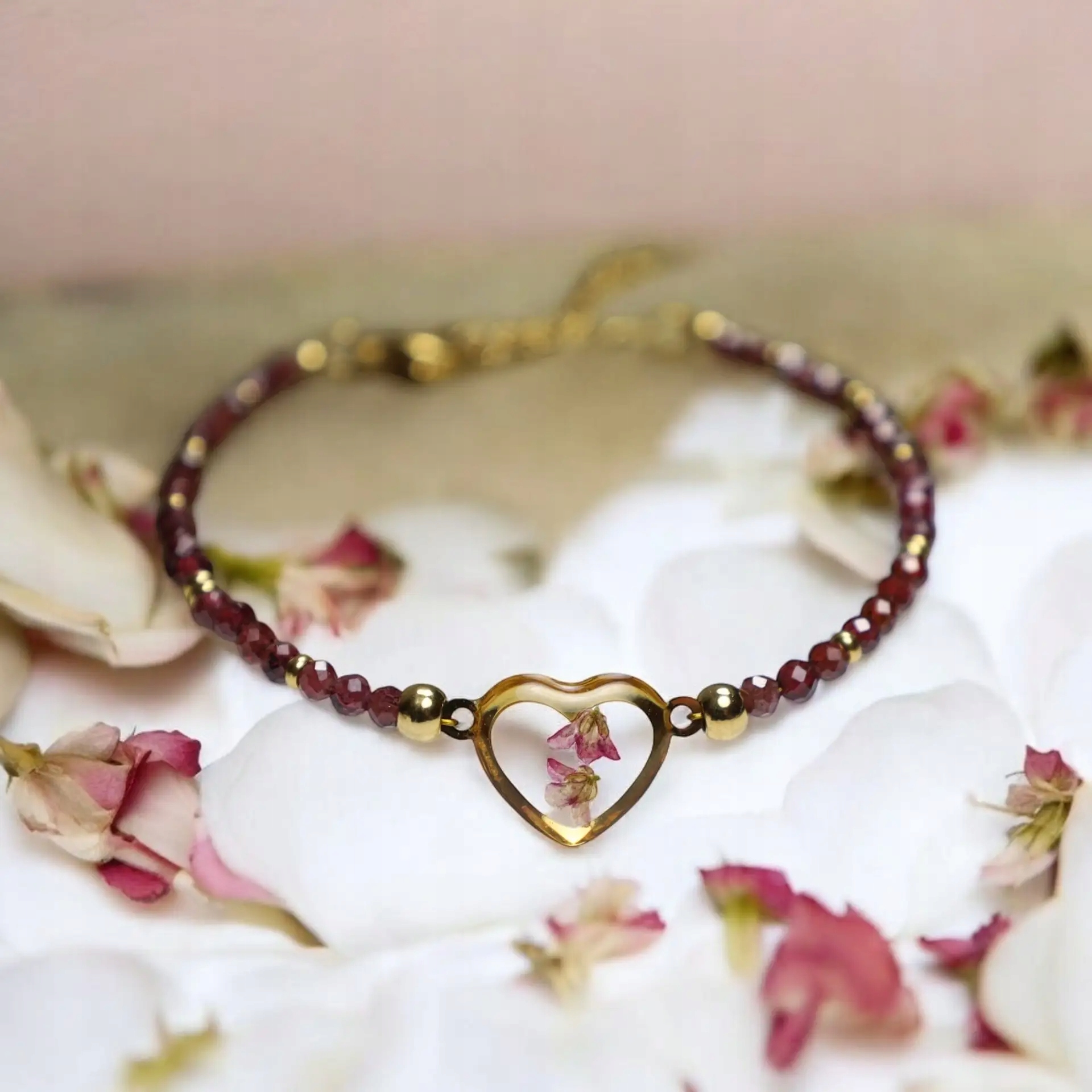 BRANSOLETKA GRANAT I SMAGLICZKA