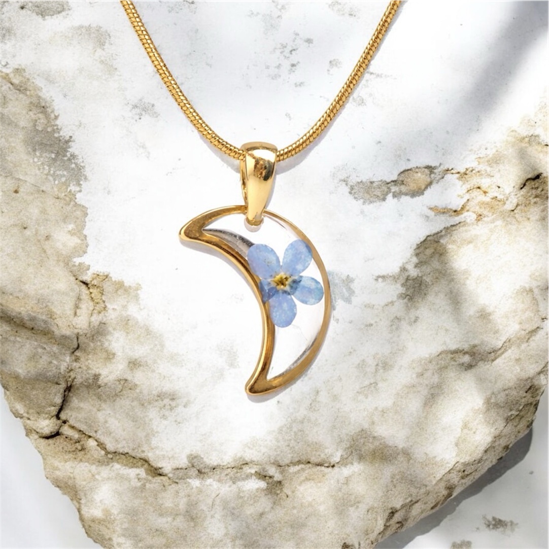 NASZYJNIK LUNA Z NIEZAPOMINAJKĄ