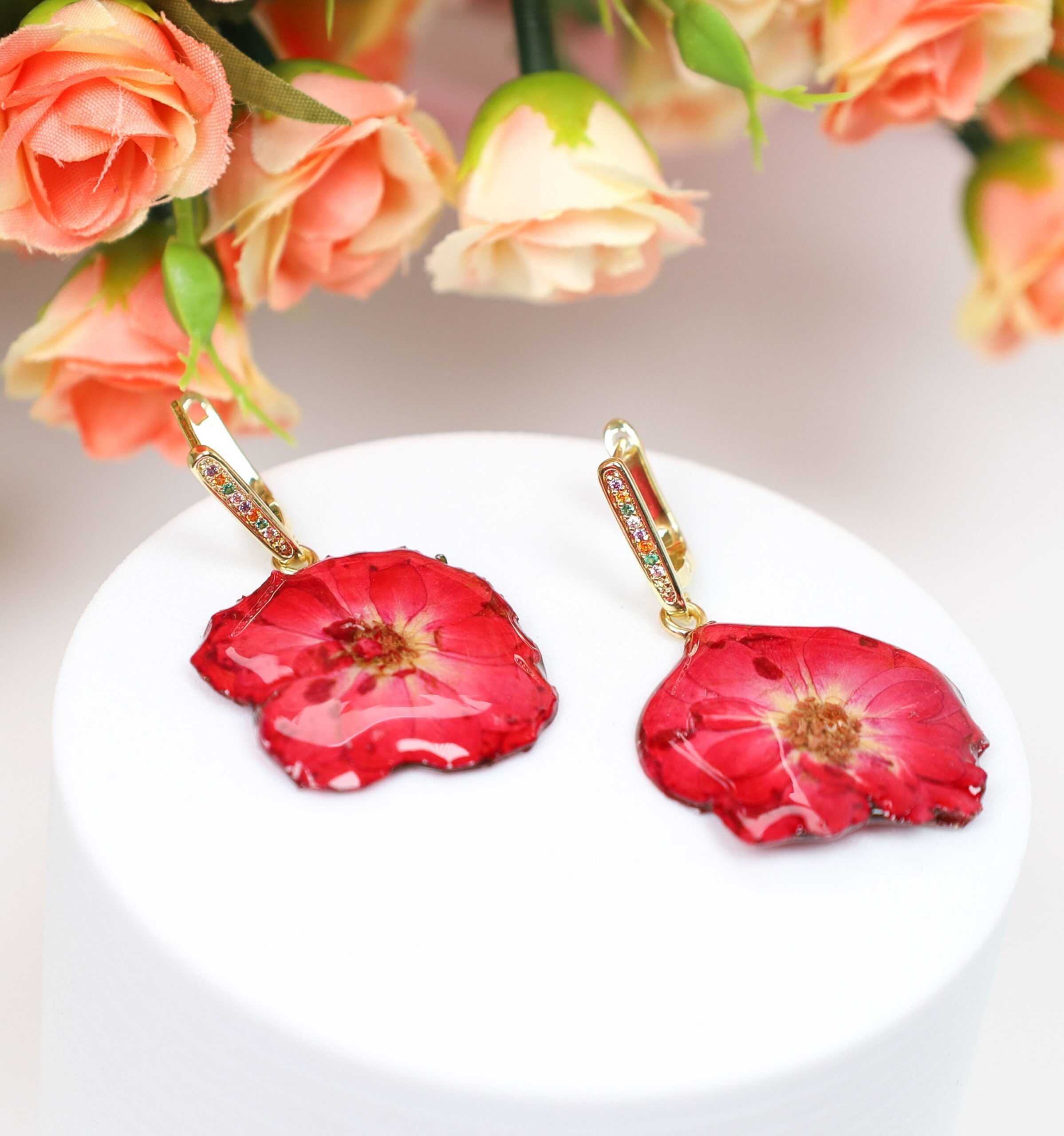 KOLCZYKI RÓŻE KRYSZTAŁY