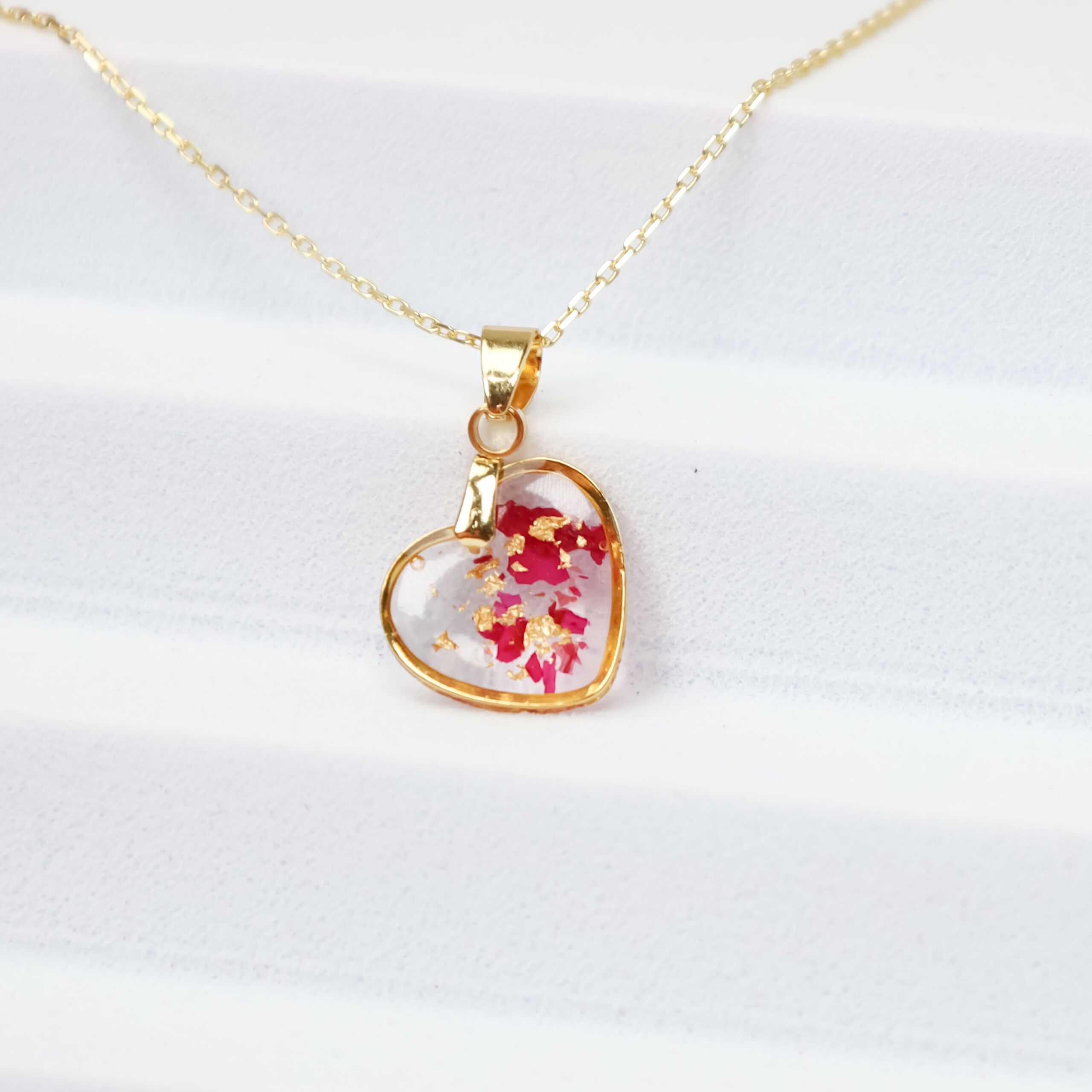 NASZYJNIK RÓŻA SERCE ZE ZŁOTEM