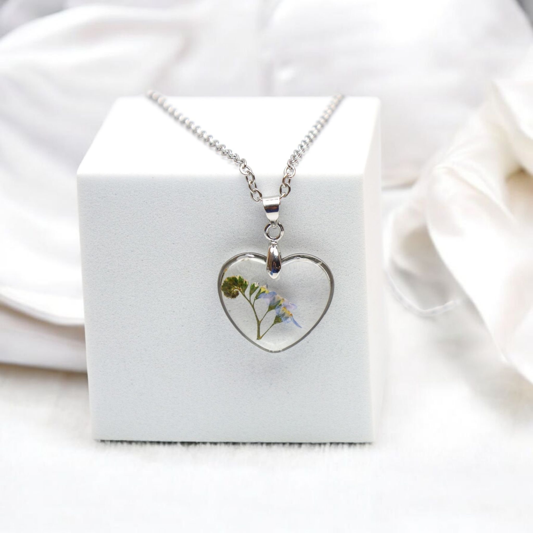 NASZYJNIK SERCE Z GAŁĄZKĄ 🌿 NIEZAPOMINAJKI