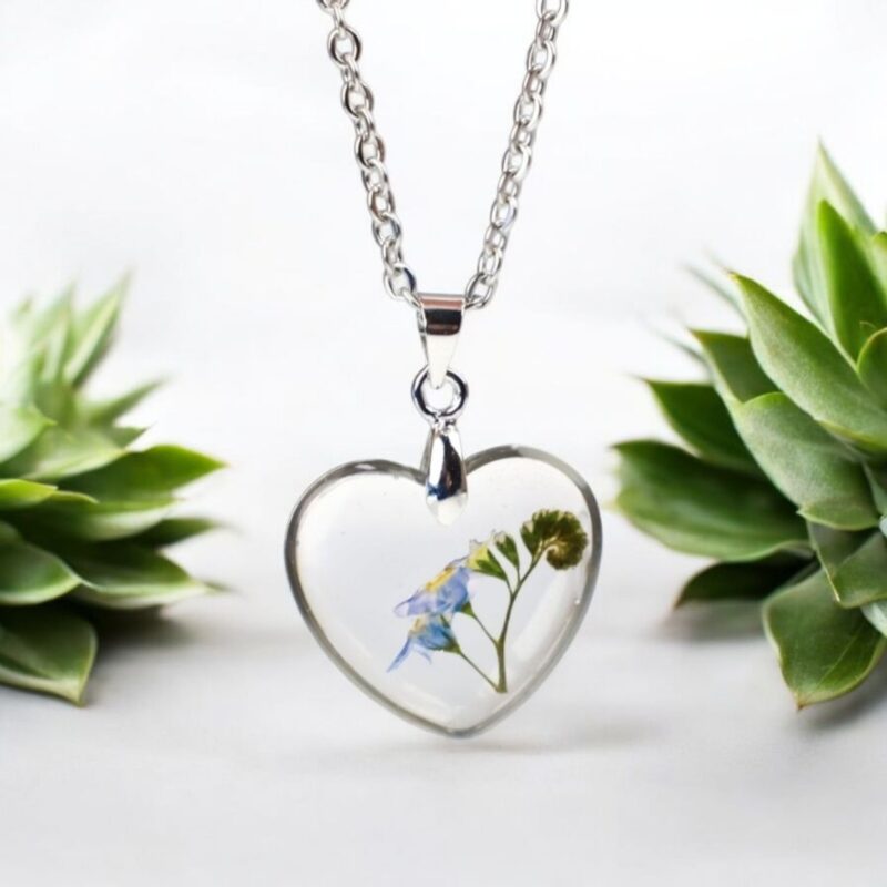 NASZYJNIK SERCE Z GAŁĄZKĄ 🌿 NIEZAPOMINAJKI