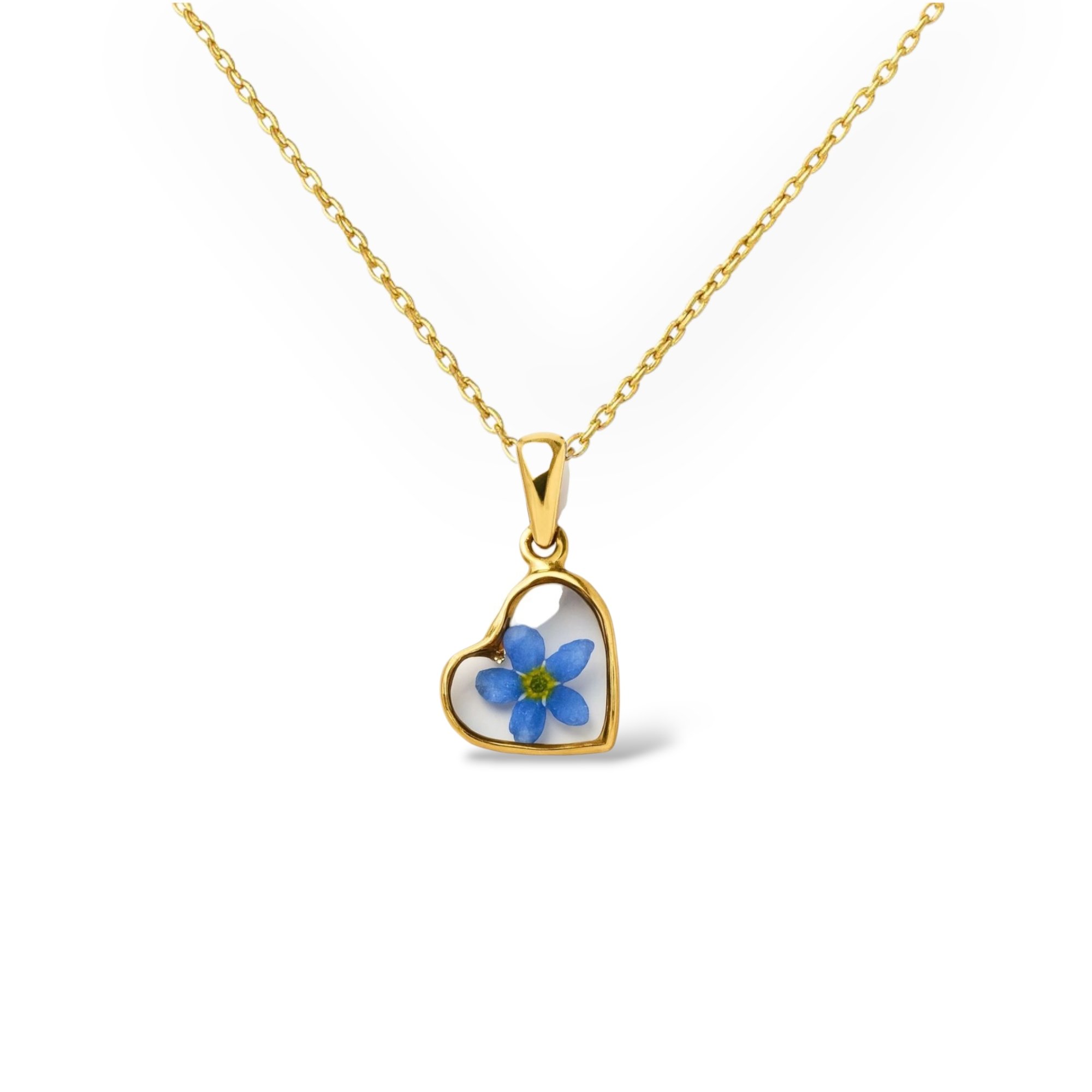 NASZYJNIK ROMANTYCZNY SERCE  NIEZAPOMINAJKI