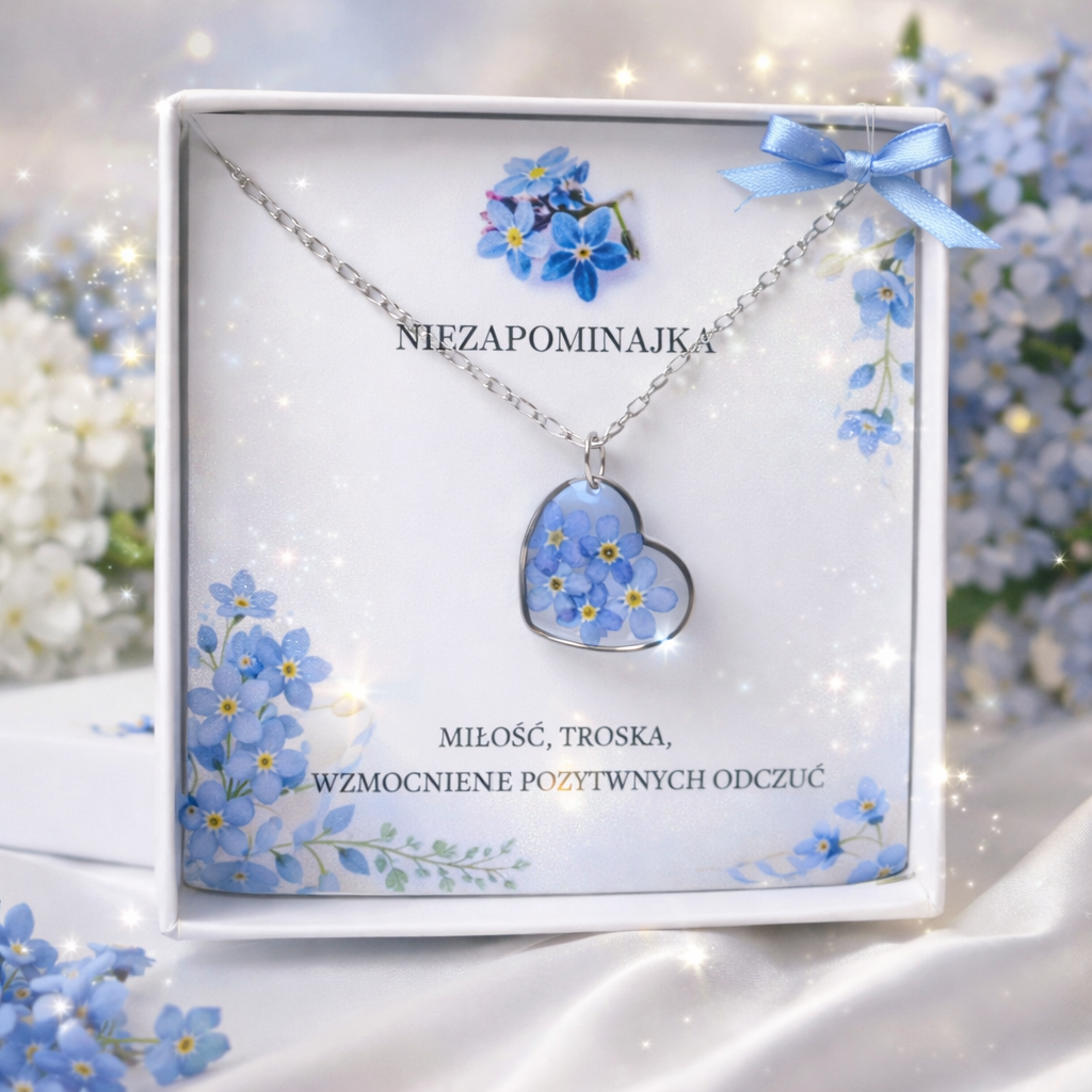 NASZYJNIK SERCE NIEZAPOMINAJKI