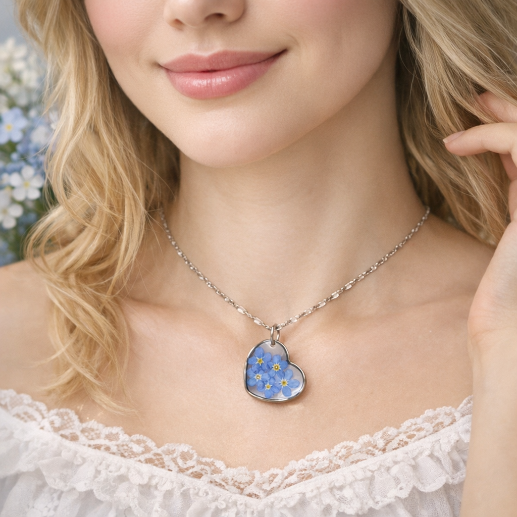 NASZYJNIK SERCE NIEZAPOMINAJKI