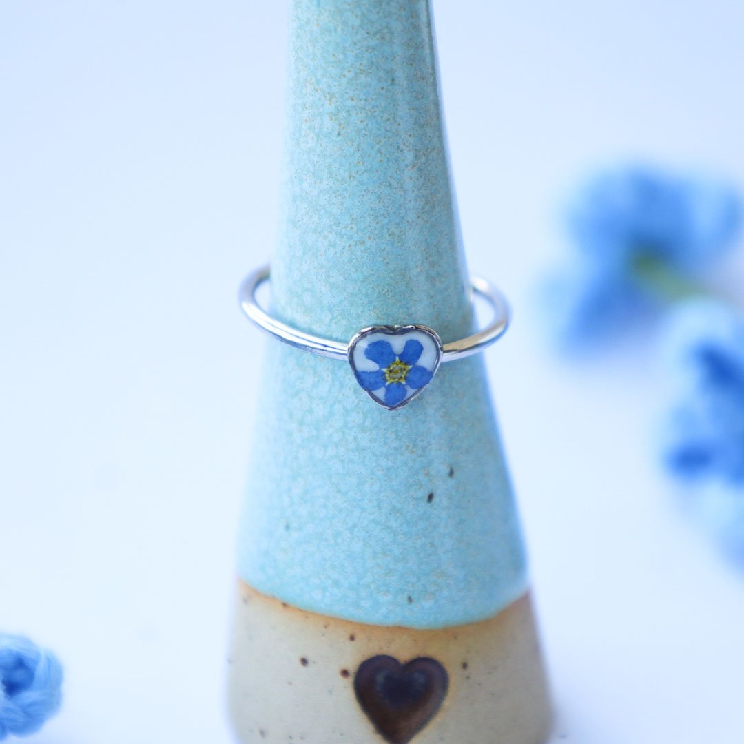 PIERŚCIONEK Z NIEZAPOMINAJKĄ SERCE