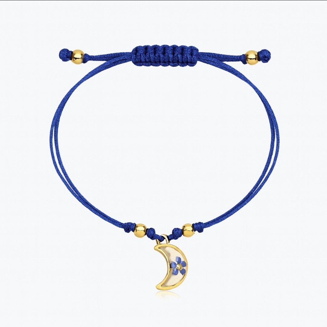 BRANSOLETKA KSIĘŻYC Z NIEZAPOMINAJKĄ