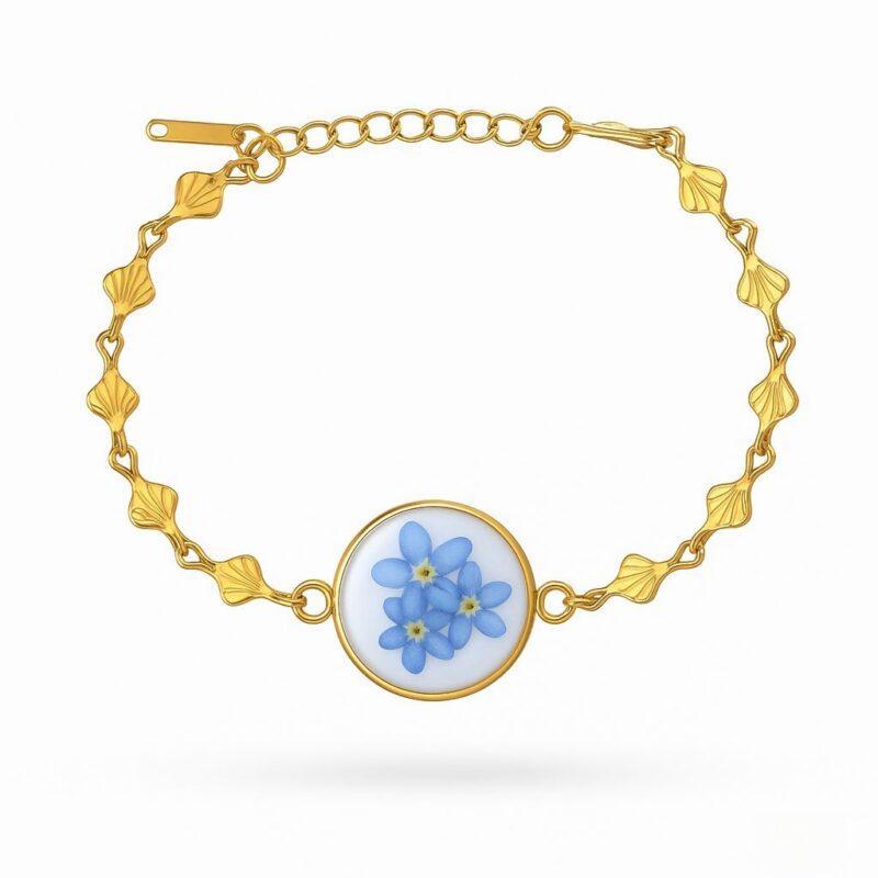 BRANSOLETKA Z NIEZAPOMINAJKĄ MUSZELKI