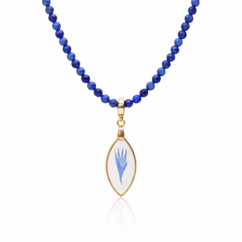 NASZYJNIK MIGDAŁ LAPIS LAZULI Z CHABREM