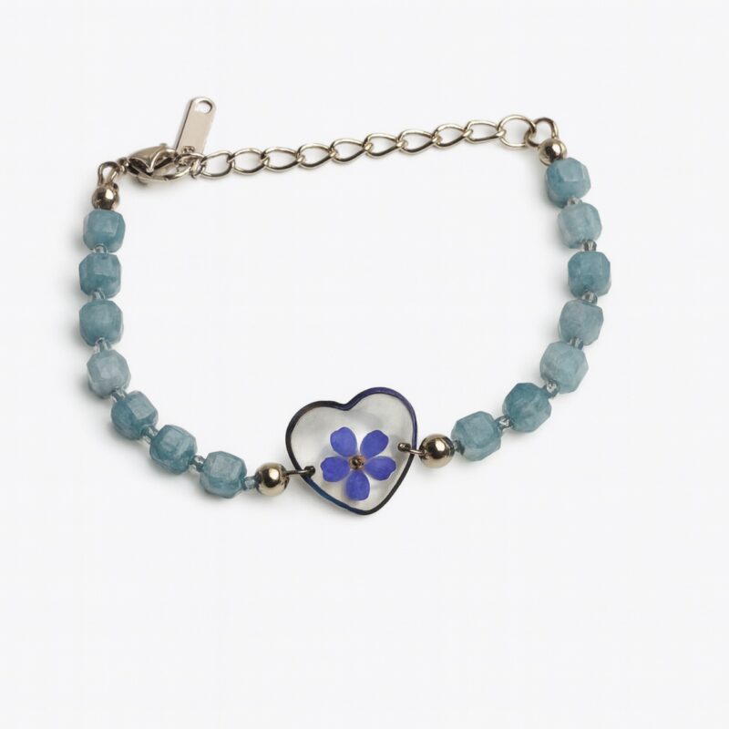 BRANSOLETKA Z NIEZAPOMINAJKĄ AKWAMARYN