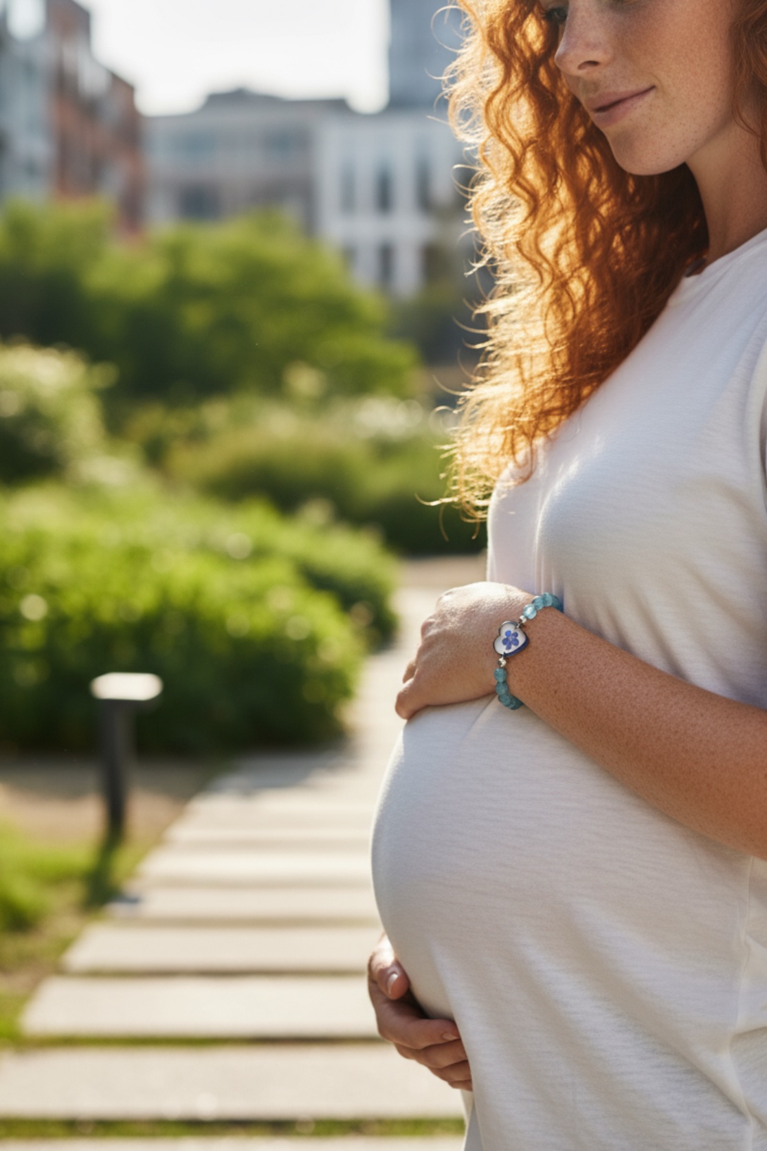 BRANSOLETKA Z NIEZAPOMINAJKĄ AKWAMARYN