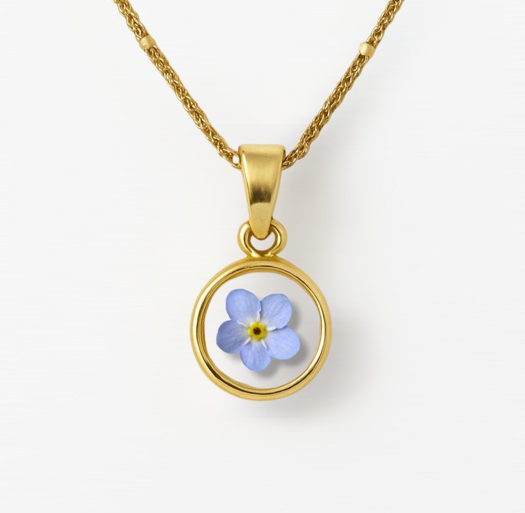 DELIKATNY OKRĄGŁY NASZYJNIK NIEZAPOMINAJKA