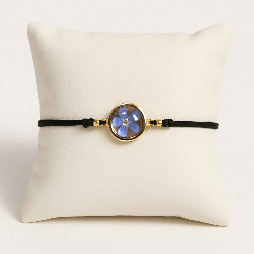 BRANSOLETKA Z NIEZAPOMINAJKĄ ZŁOTA