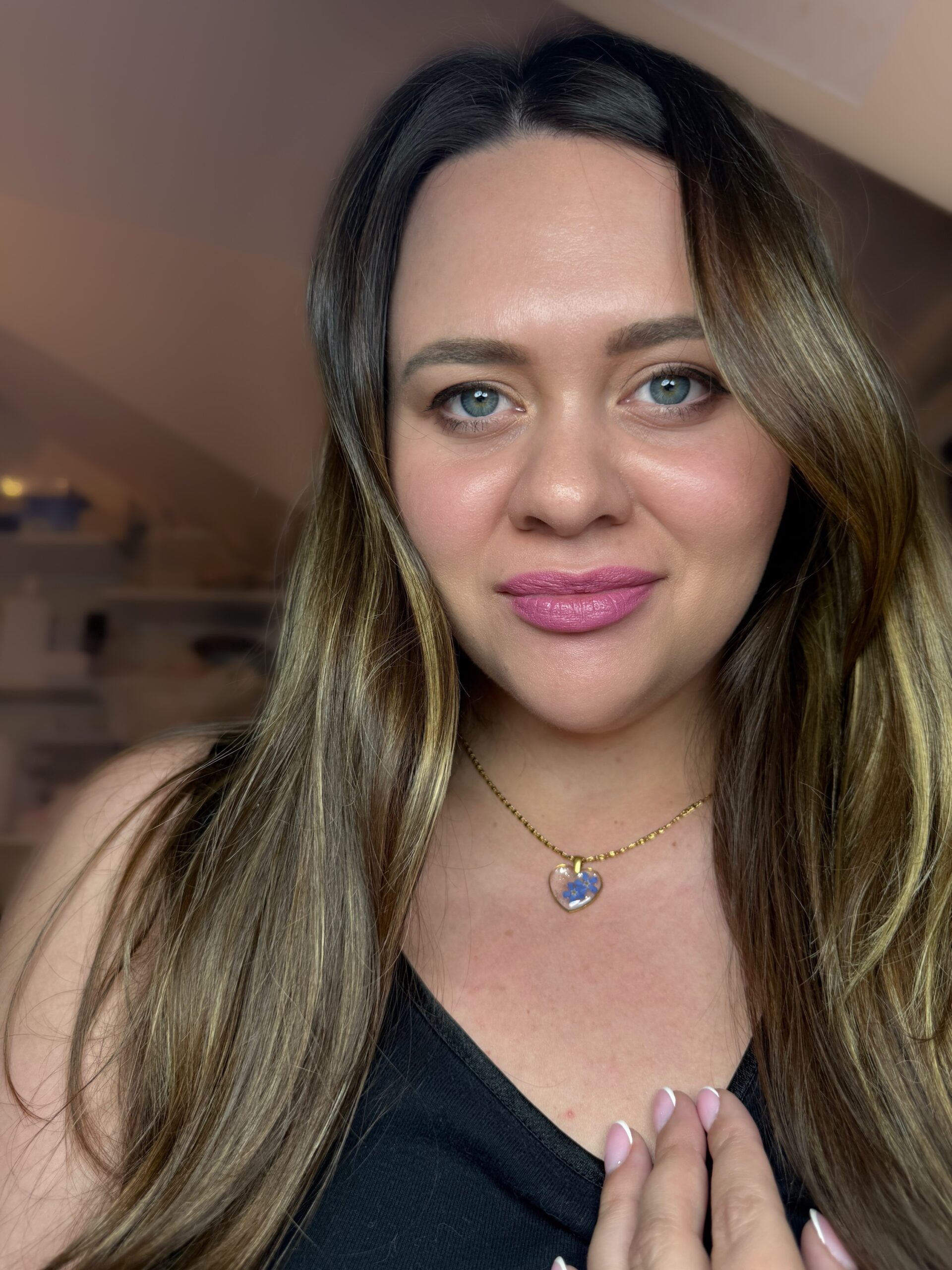 NASZYJNIK NIEZAPOMINAJKA SERCE  BŁYSZCZĄCE