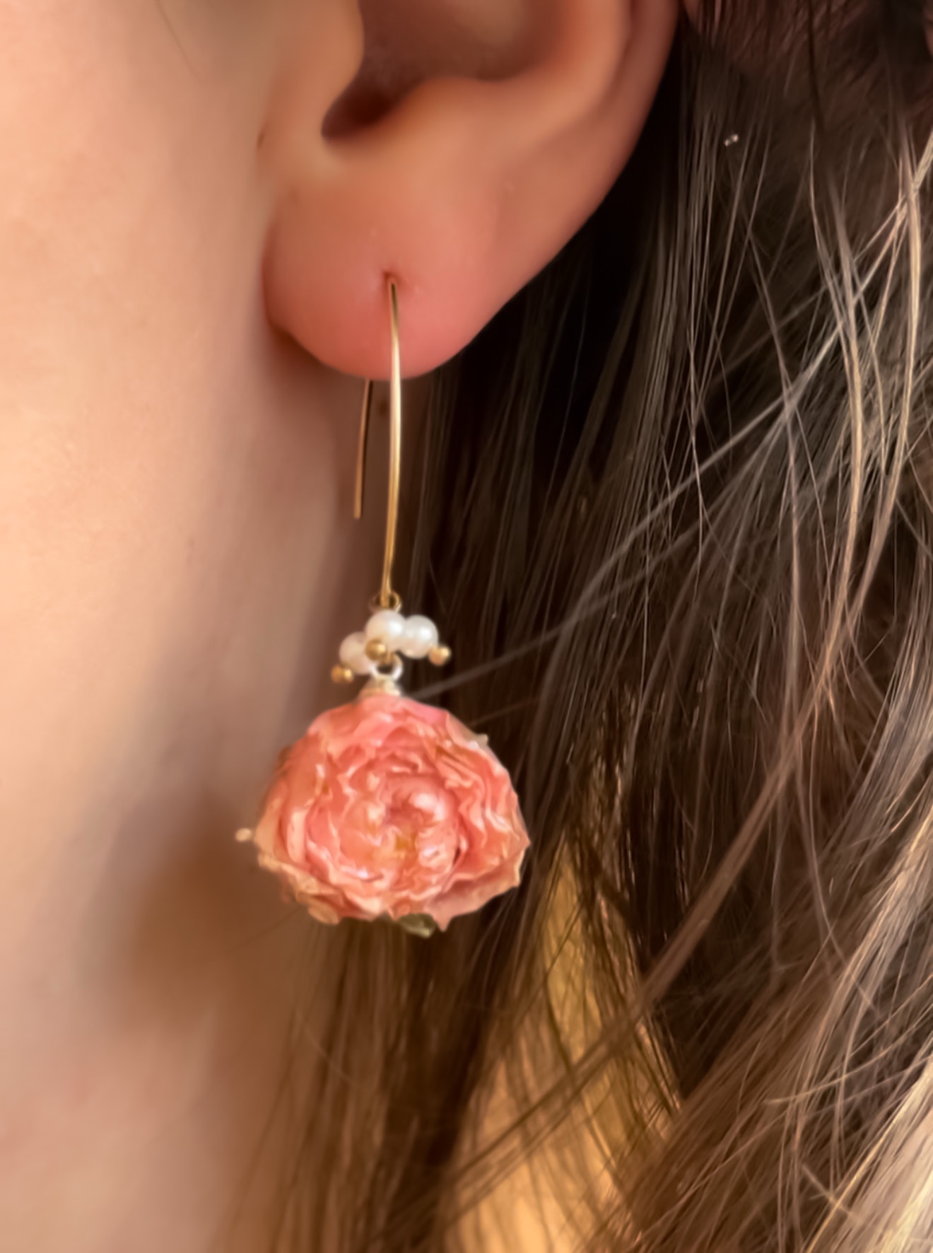 kolczyki z pąkiem róży