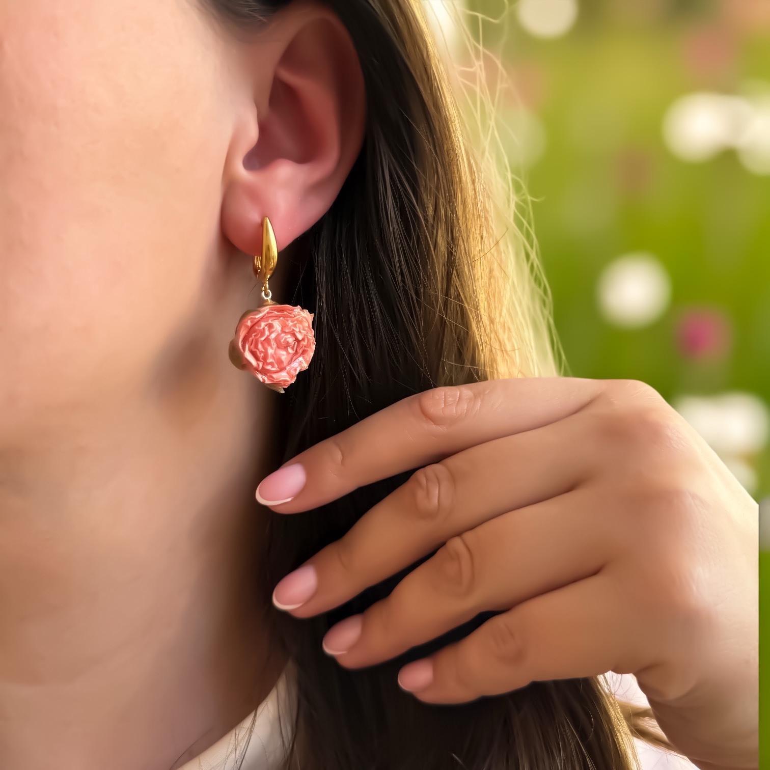 KOLCZYKI BIAŁE RÓŻE