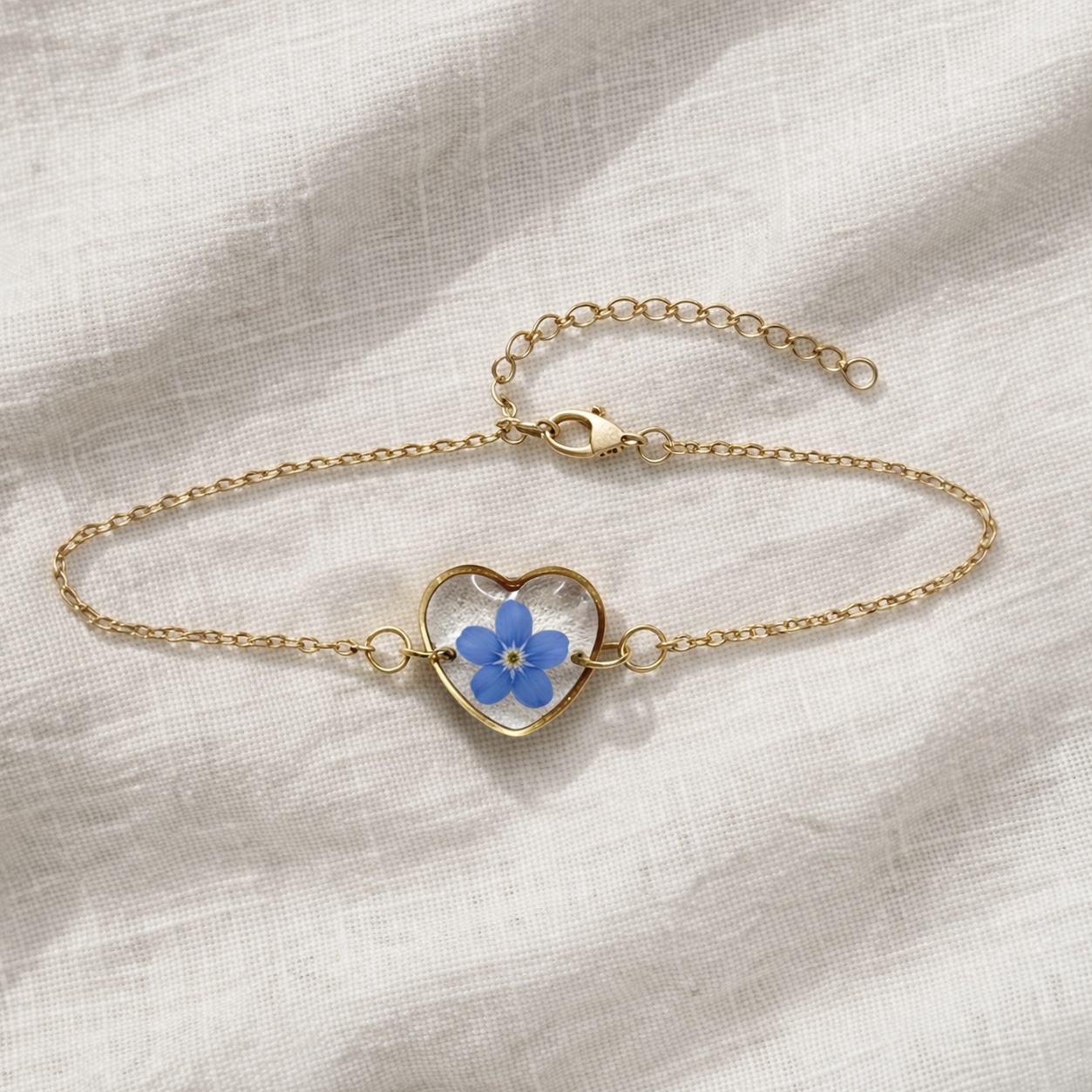 BRANSOLETKA SERCE NIEZAPOMINAJKI ŁAŃCUSZRK