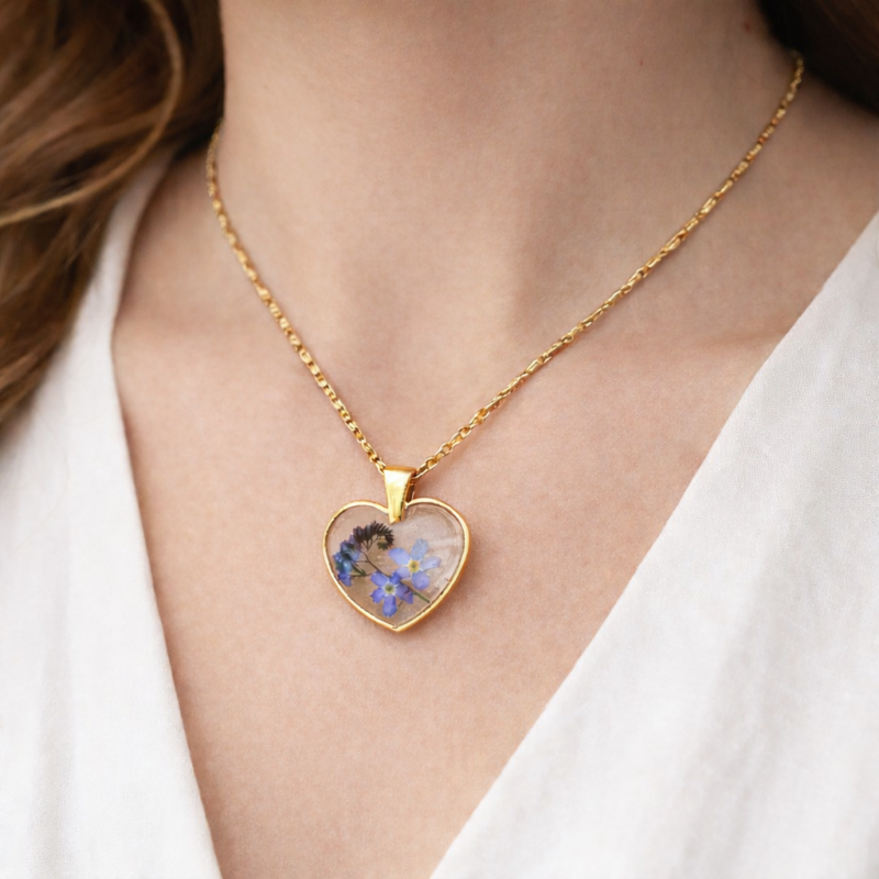 NASZYJNIK SERCE NIEZAPOMINAJKA