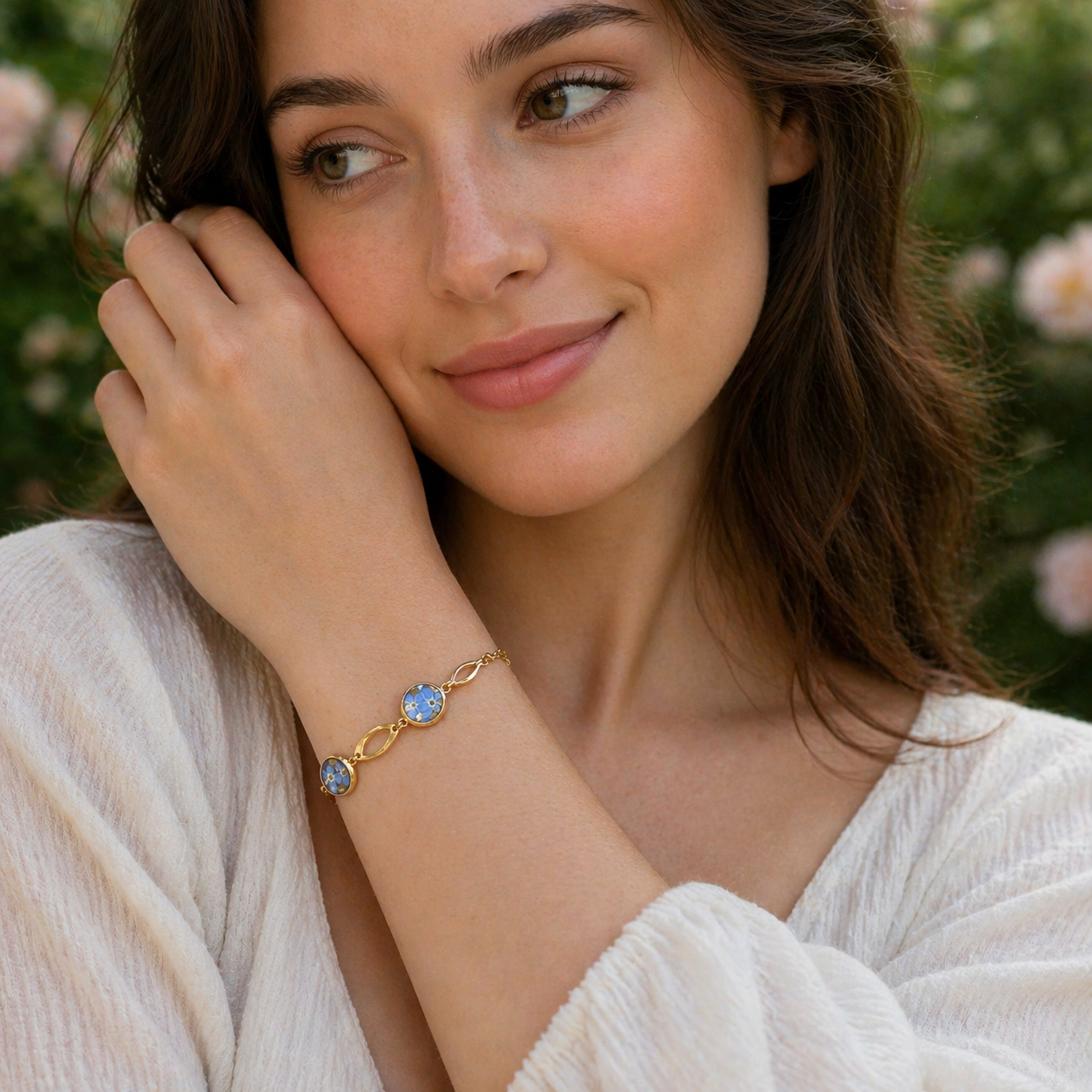 BRANSOLETKA Z NIEZAPOMINAJKAMI ELEGANT