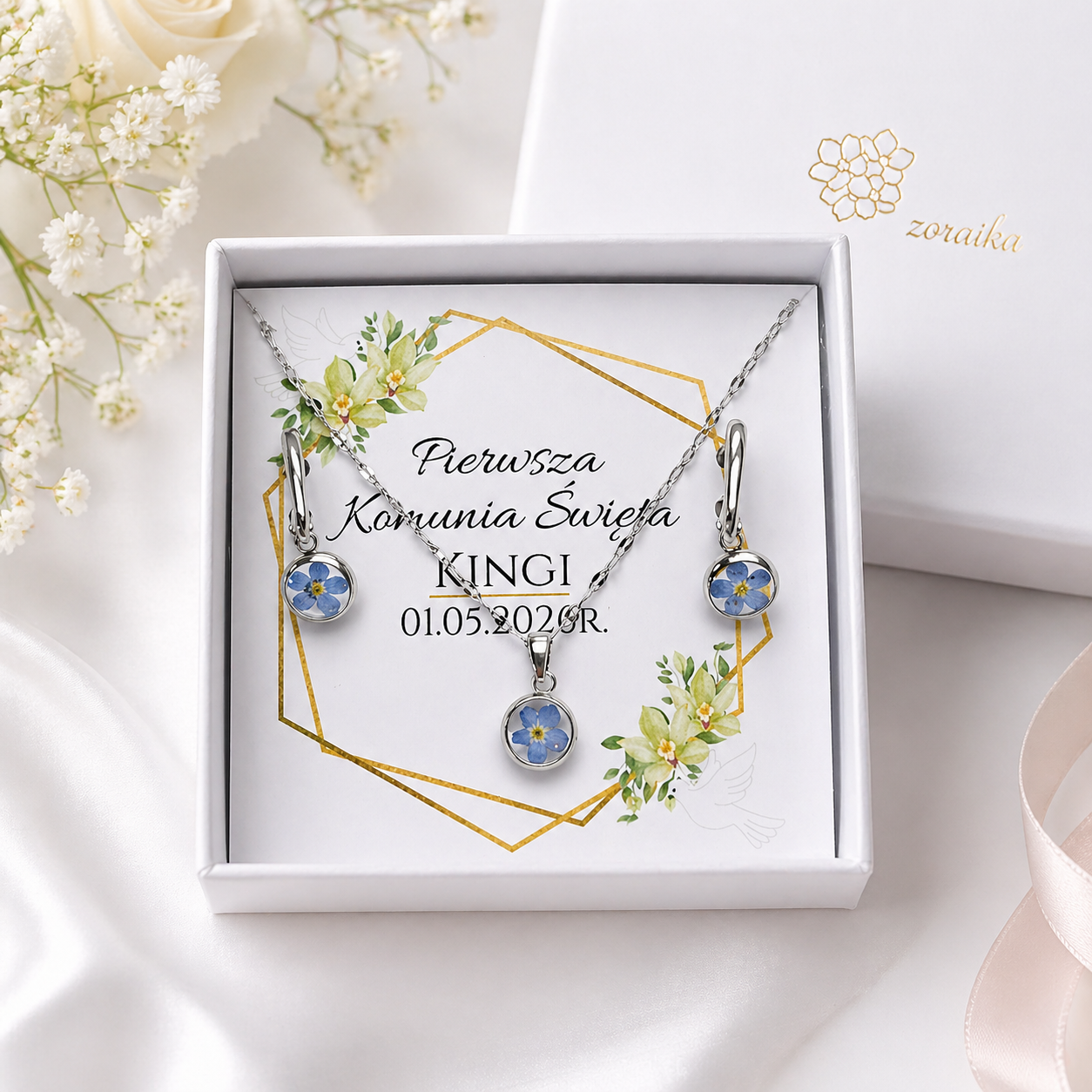 ZESTAW KOMUNIJNY KWIATOWA DELIKATNOŚĆ